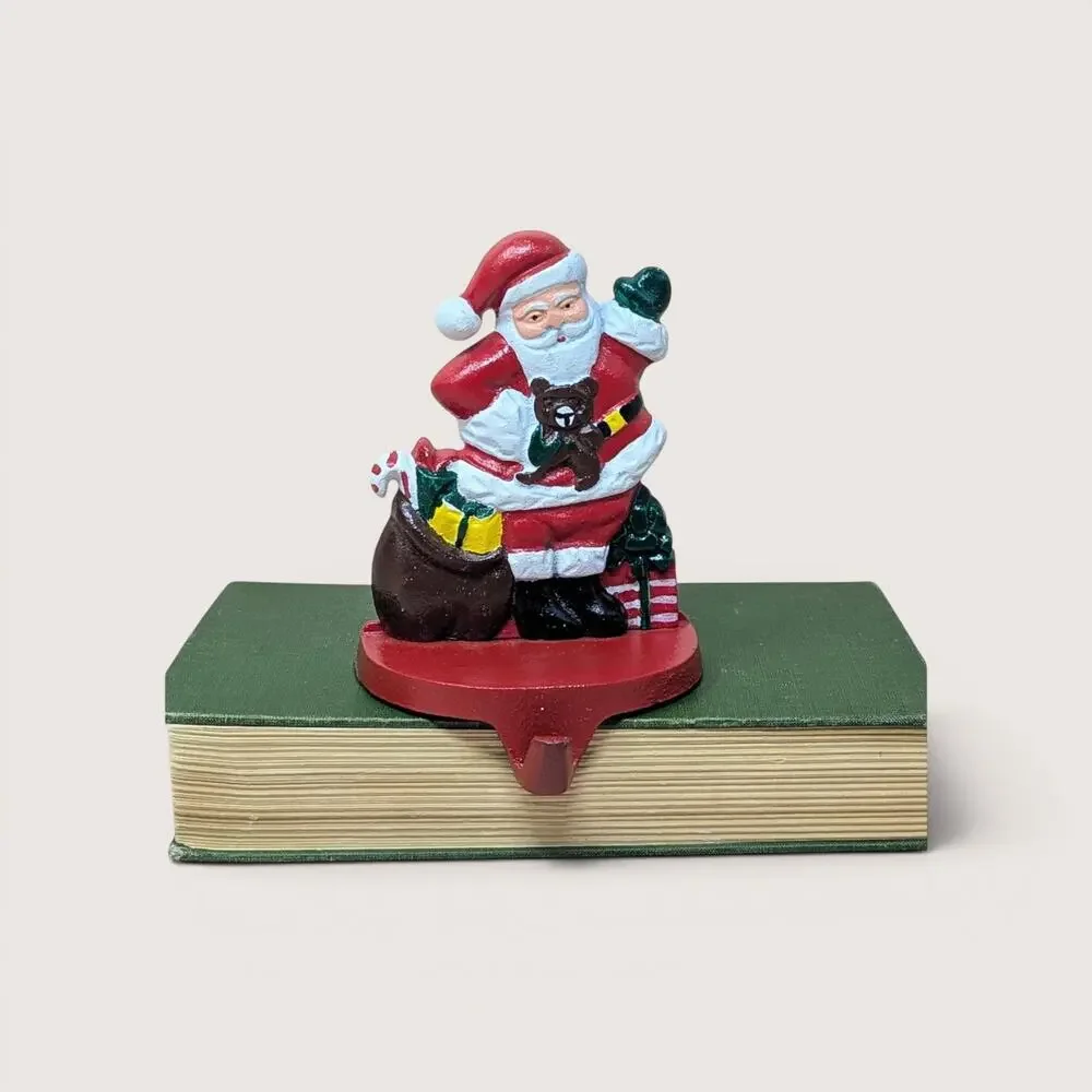 1990s Cast Iron Santa Claus Stocking Holder